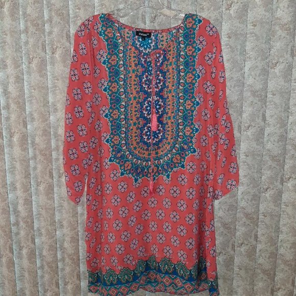 Orange/turquoise Tolani dress size Large E… - Picture 1 of 5